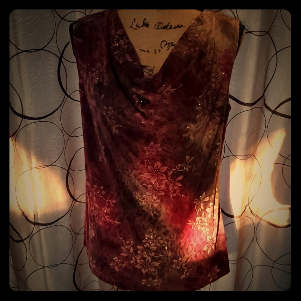 NWOT blouse with glitter, very stretchy fits S - L